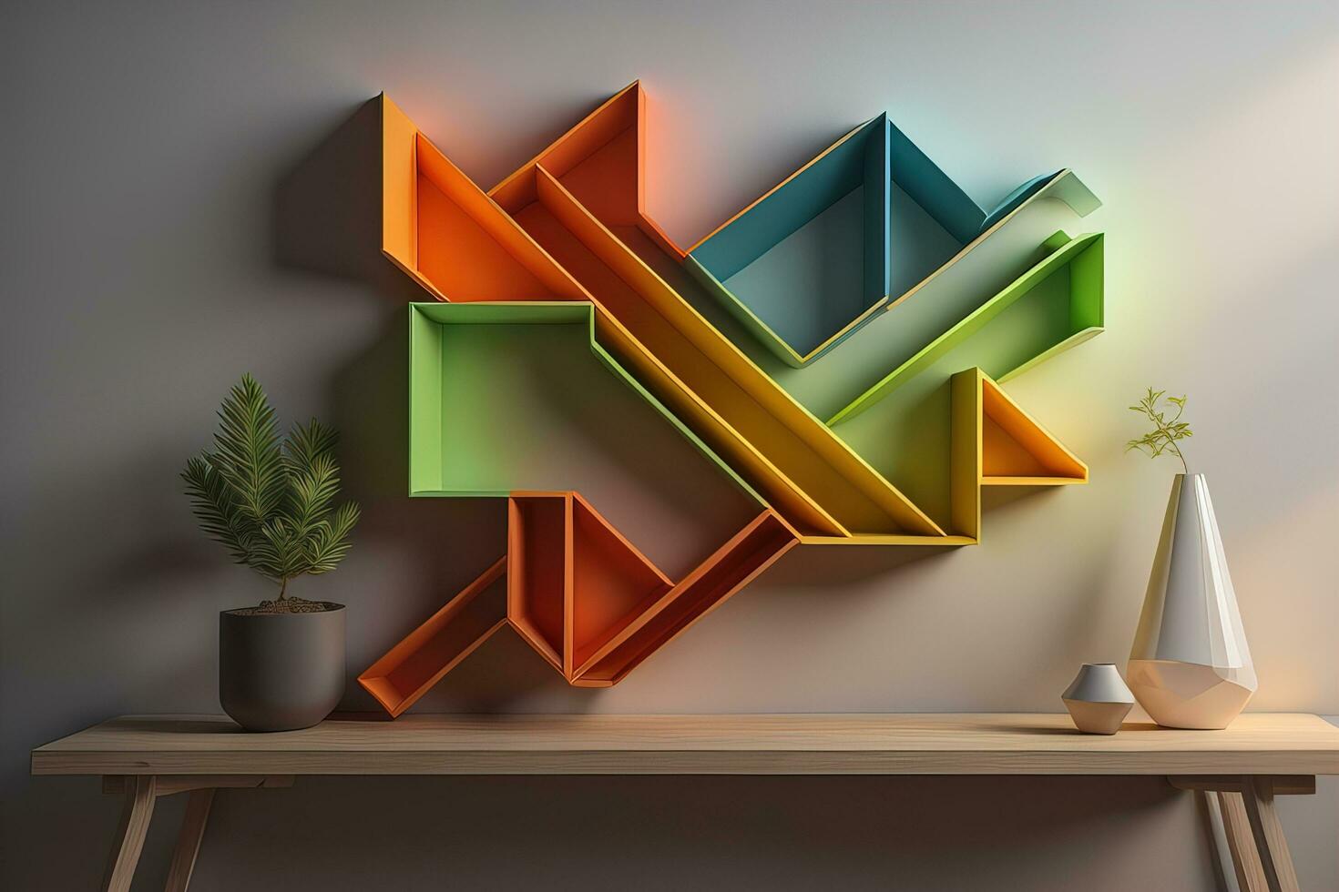 Bookshelf in scandinavian interior. ai generative photo