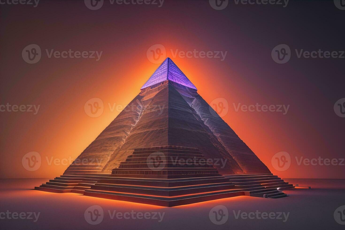 Creative and colorful pyramid on a solid color background. ai generative photo