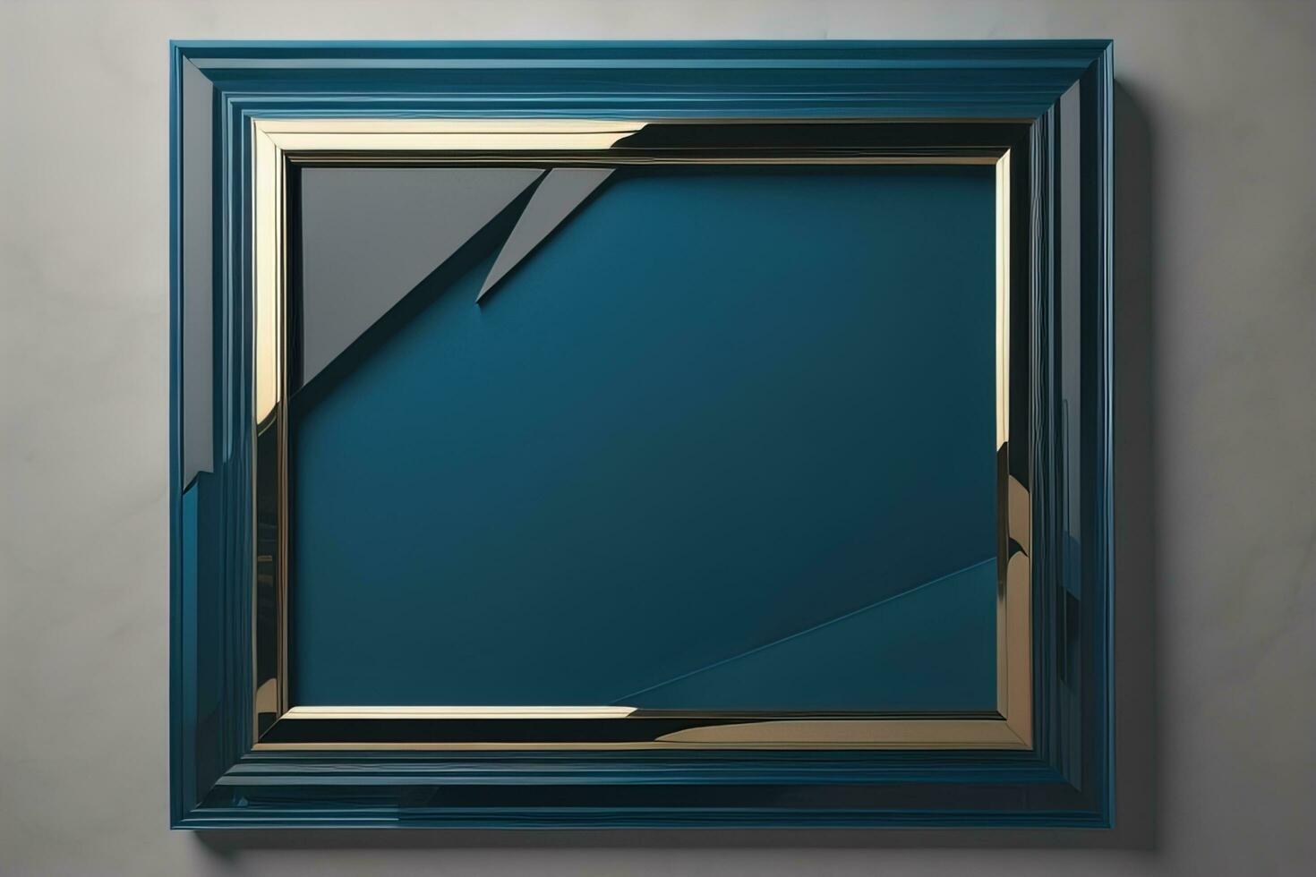 Glass picture frame on a solid color background. ai generative photo