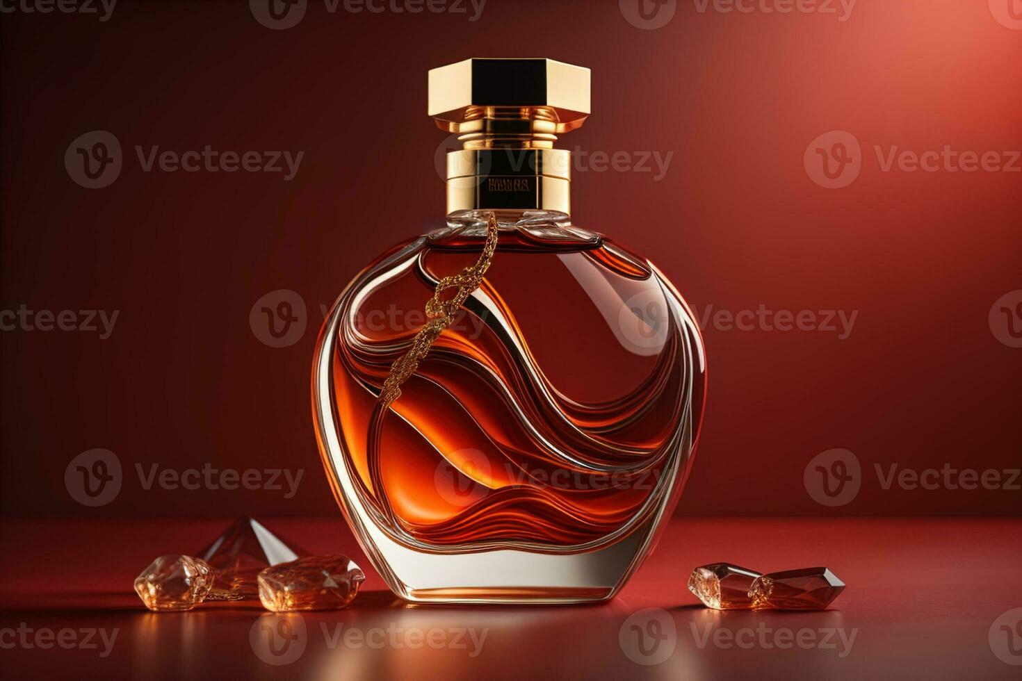 Creative and brandless Perfume bottle and flower on the wooden table, closeup. ai generative photo