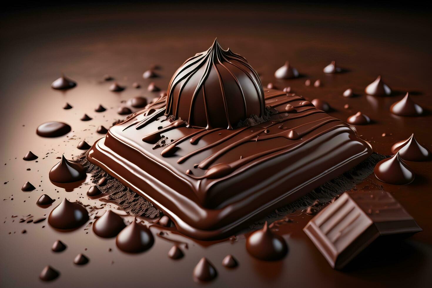 Chocolate truffles on a dark background. ai generative photo
