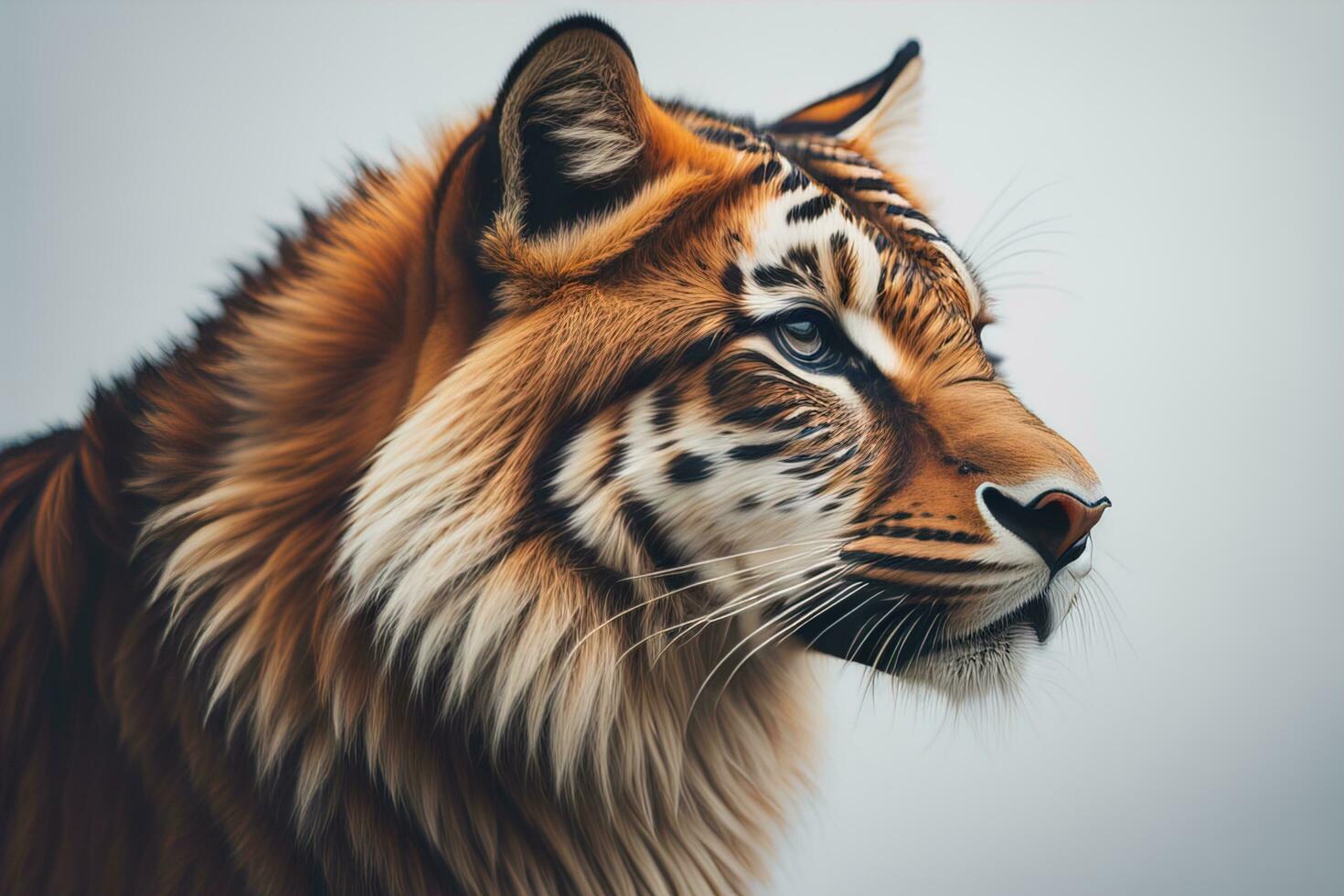 Portrait of a tiger on a solid color background. Close-up. ai generative photo