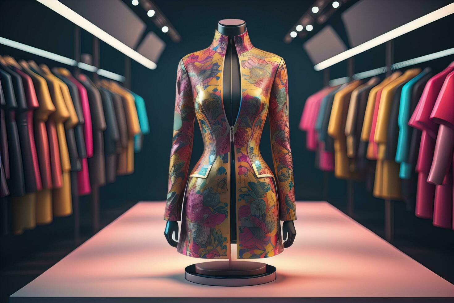 Futuristic fashion mannequin in the store. ai generative photo