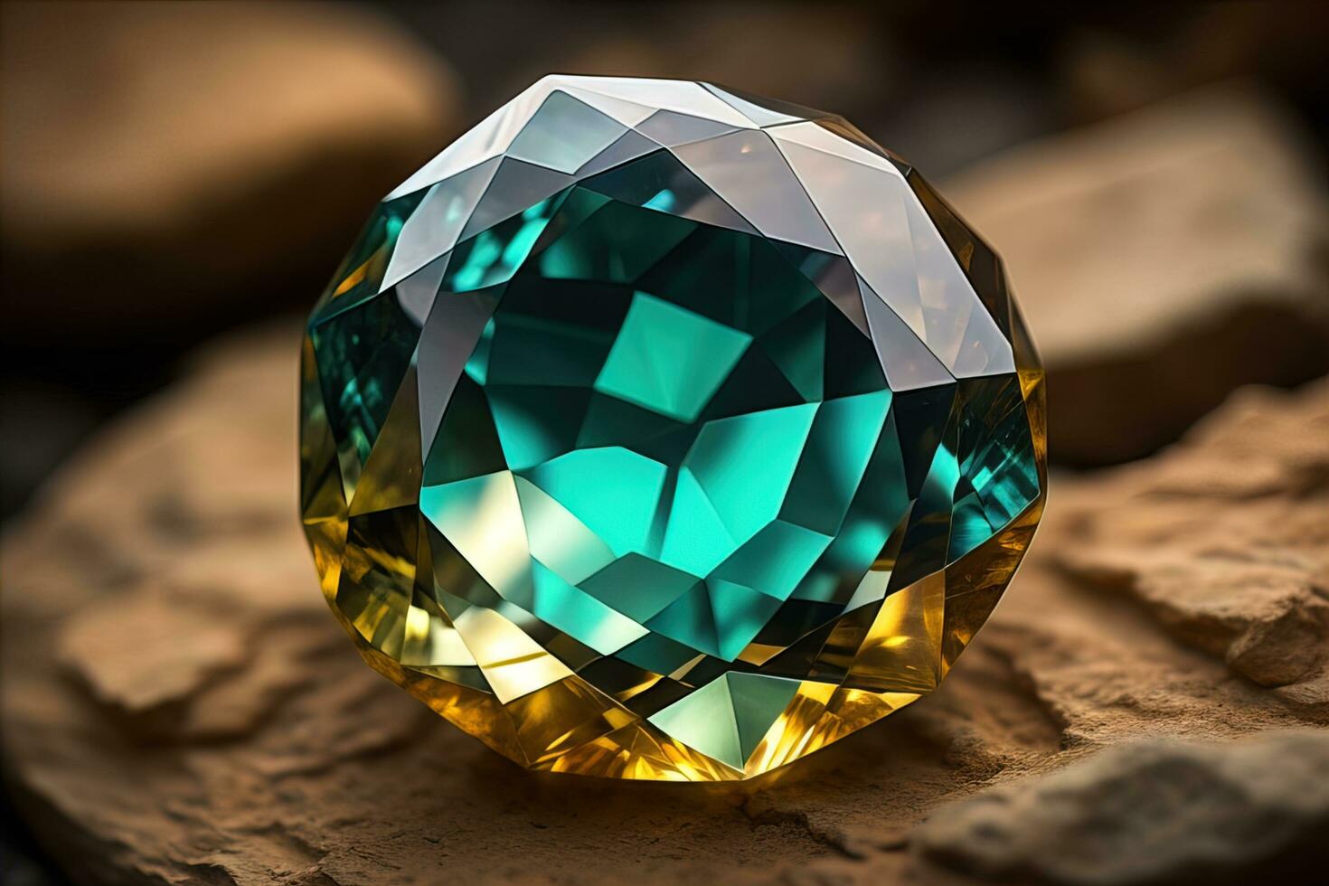 Brilliant multicolored sapphire on a surface. ai generative photo