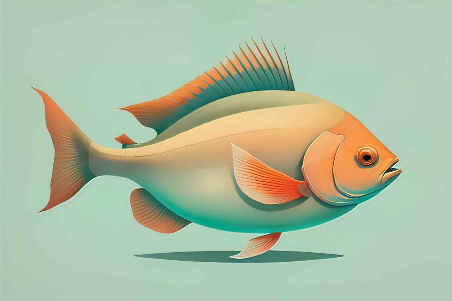 Illustration of a fish on a blue background, vector illustration. ai generative photo