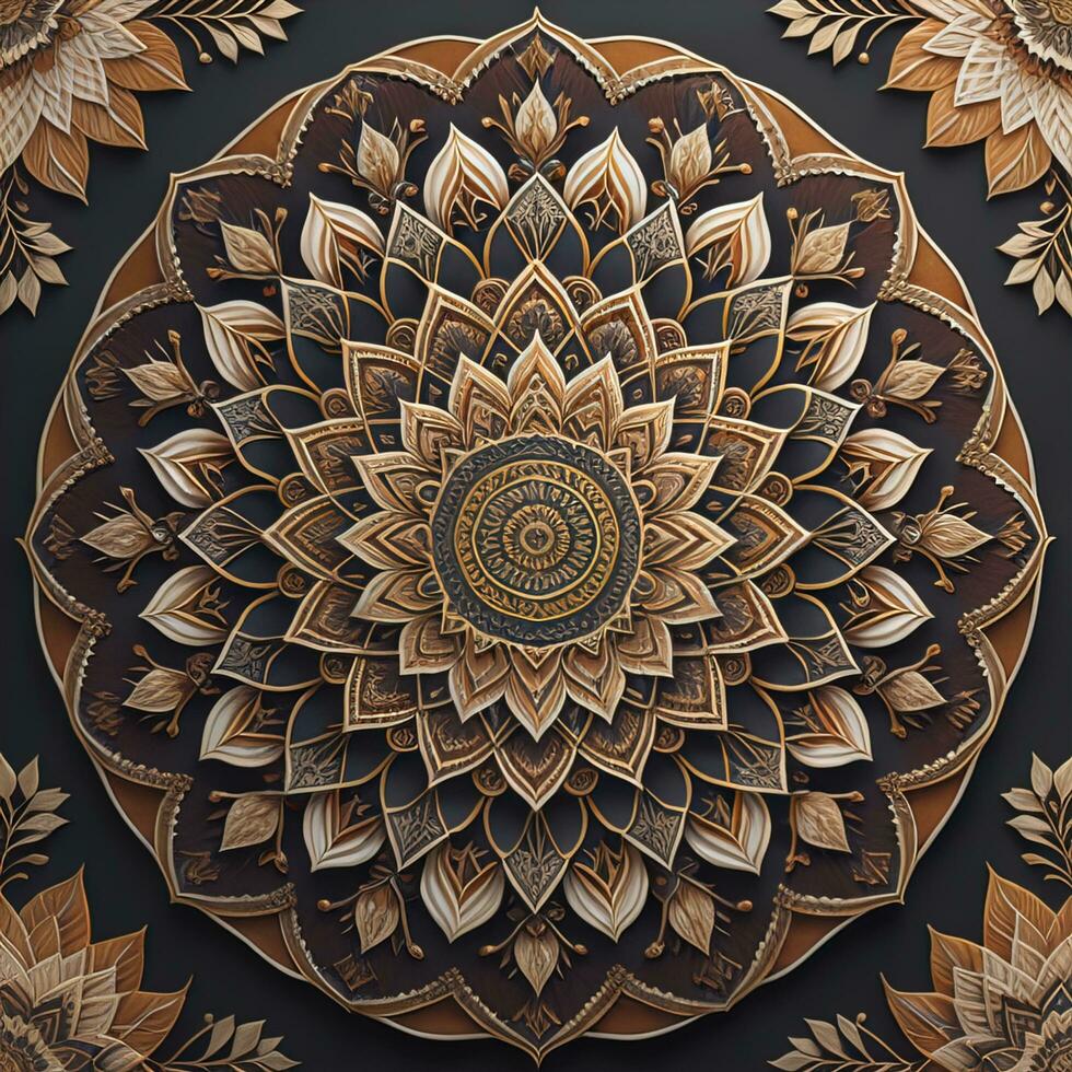 Mandala pattern. Vintage decorative elements. Hand drawn oriental background. ai generative photo