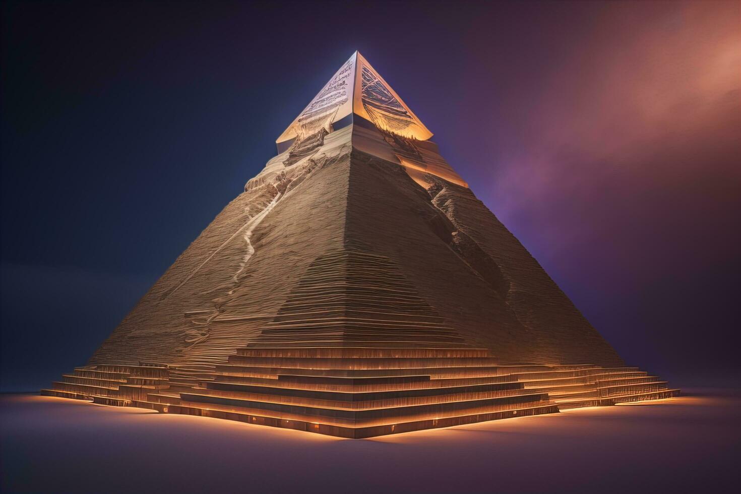 Creative and colorful pyramid on a solid color background. ai generative photo