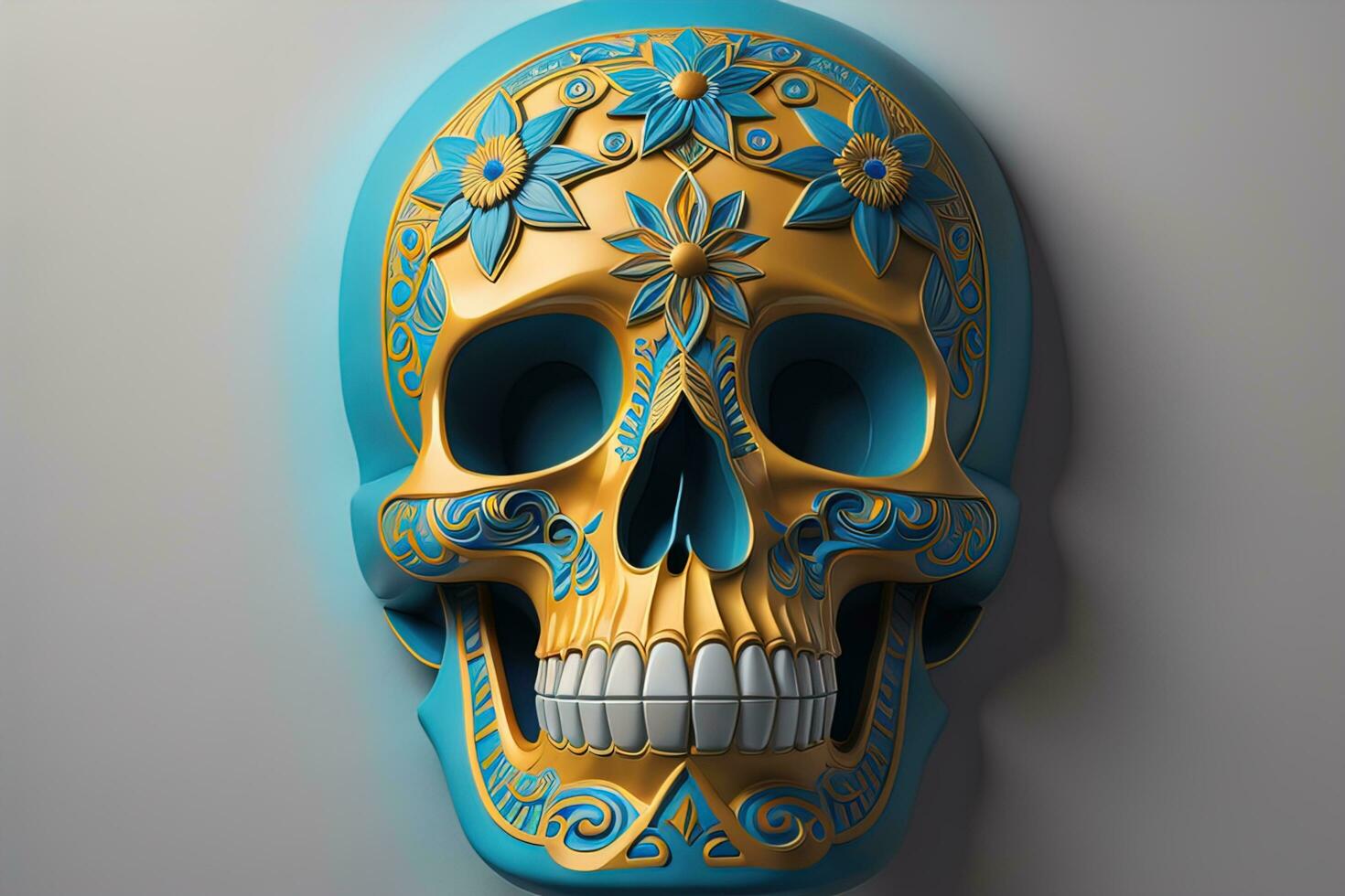 Day of the Dead sugar skull. Mexican sugar skull. ai generative photo