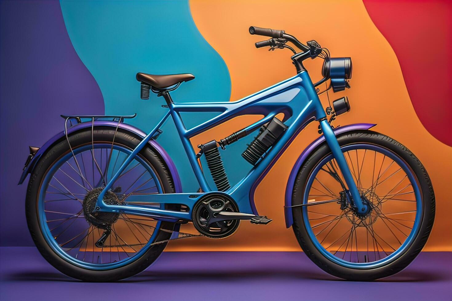 Modern powerful sports motorcycle on a colorful background. ai generative photo
