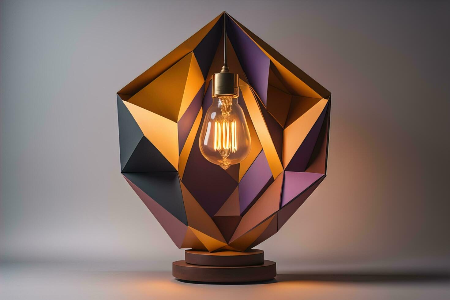 a modern lamp on a solid color background. ai generative photo