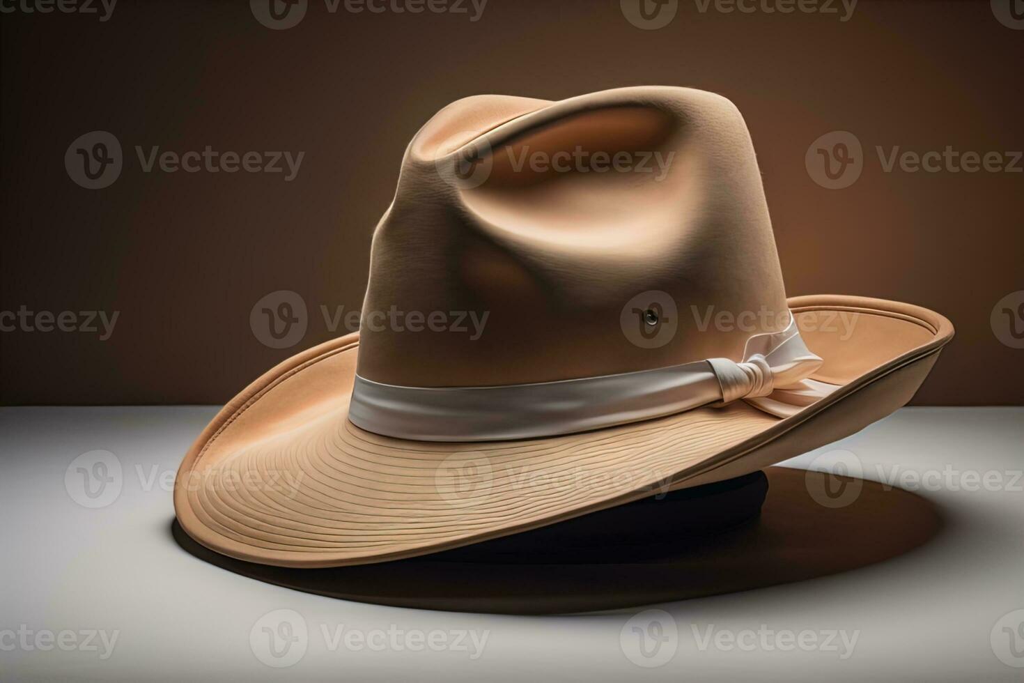 Fashionable hat on a solid color background. ai generative photo
