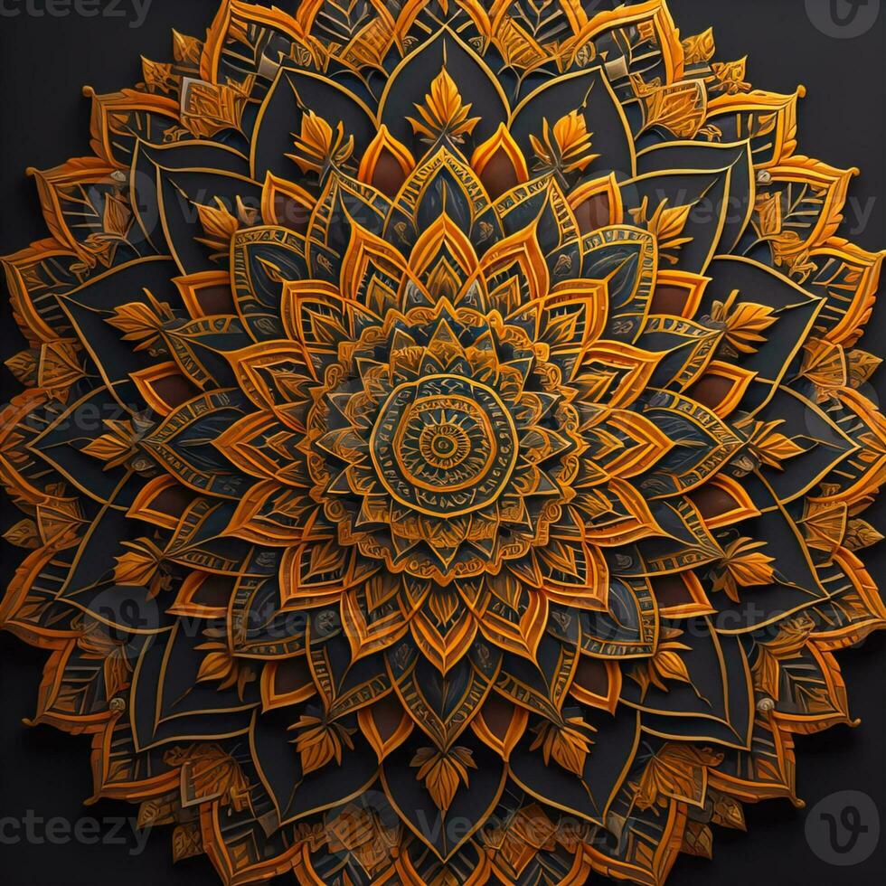 Mandala pattern. Vintage decorative elements. Hand drawn oriental background. ai generative photo