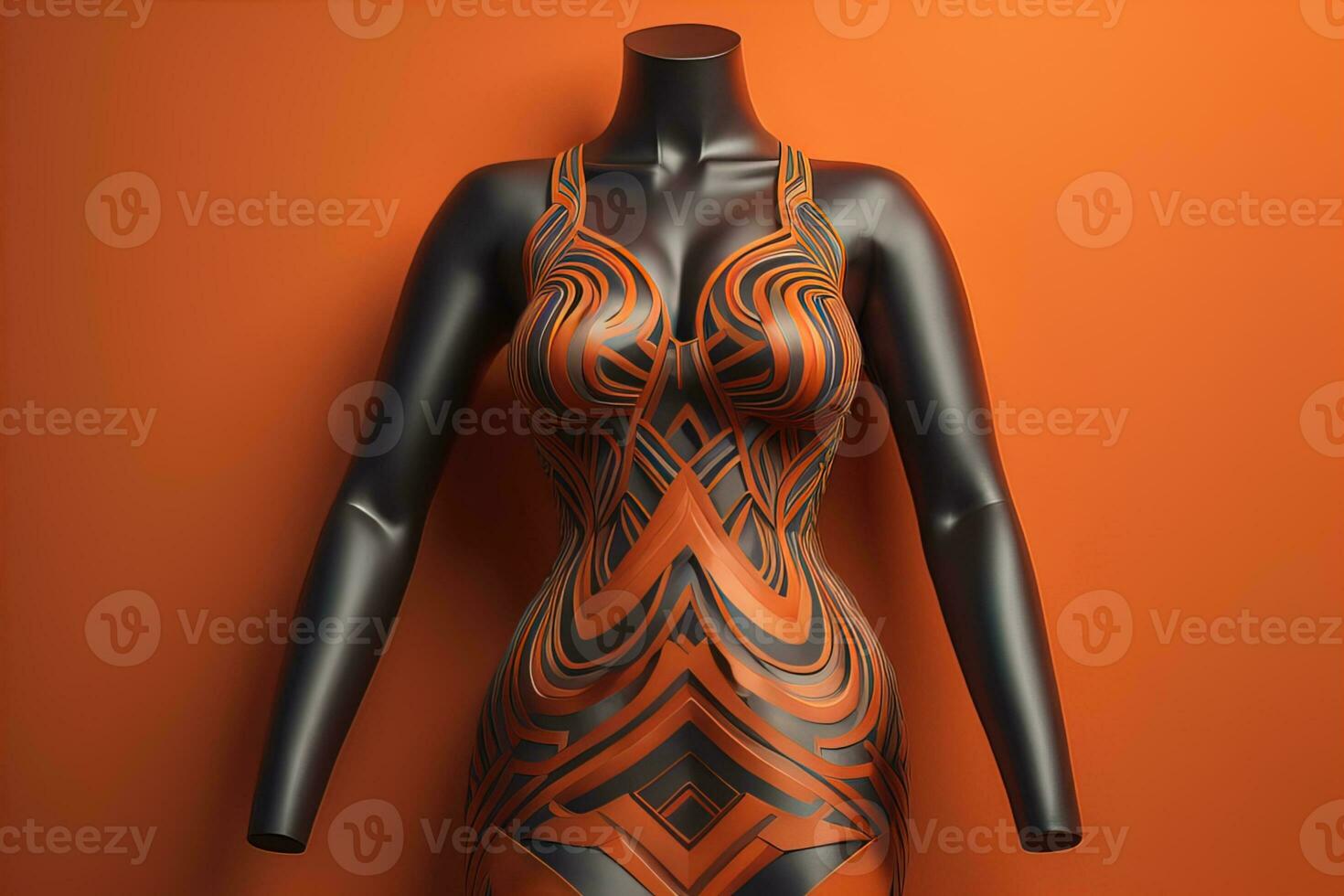 Women's dress on a mannequin in a fashion store. ai generative photo