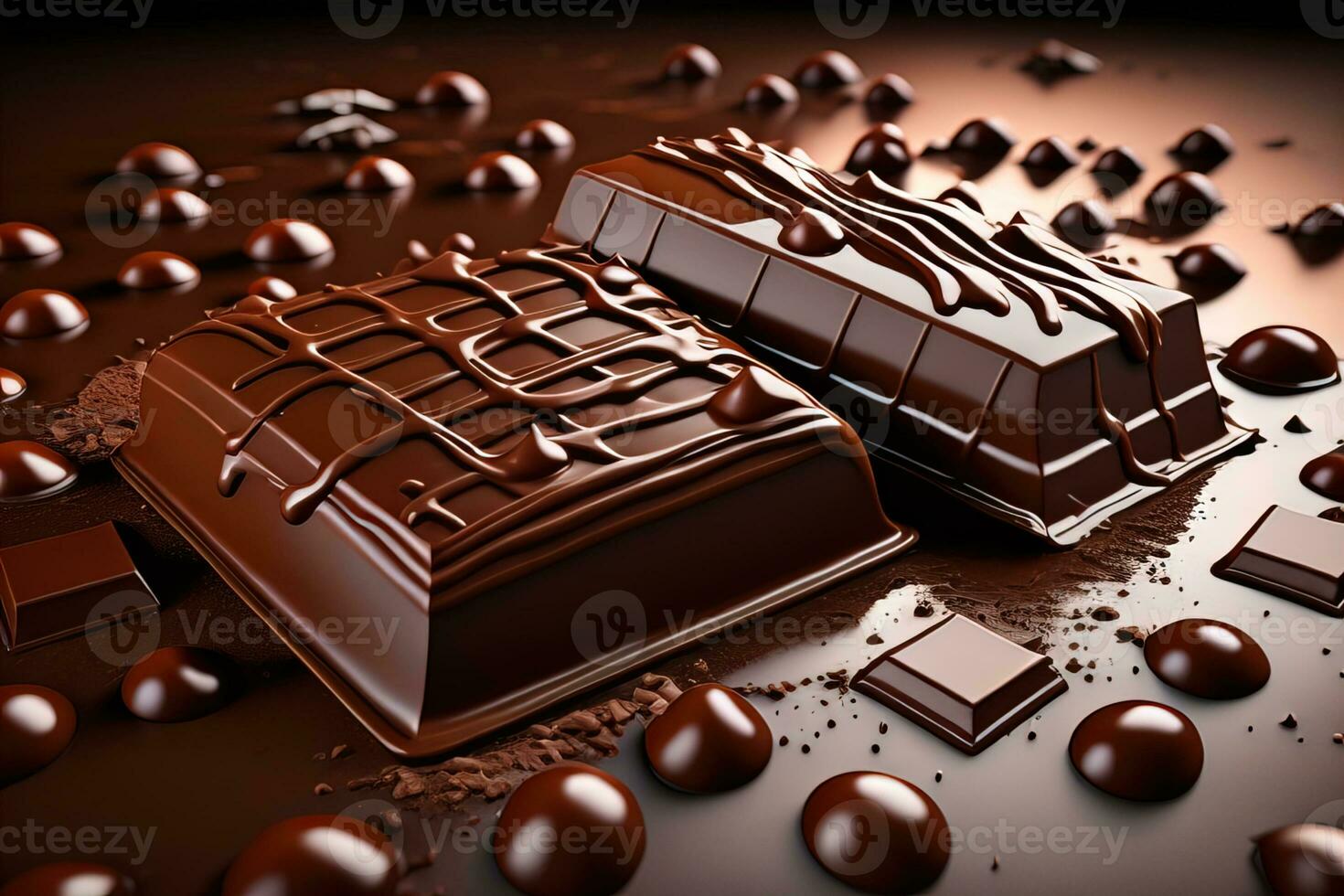 Chocolate truffles on a dark background. ai generative photo