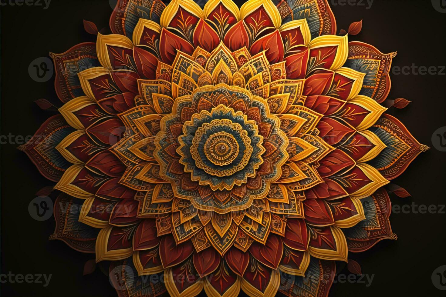 Mandala pattern. Vintage decorative elements. Hand drawn oriental background. ai generative photo