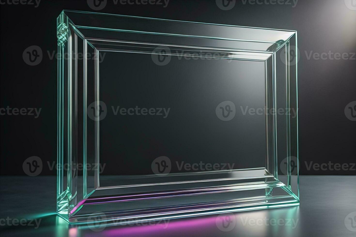 Glass picture frame on a solid color background. ai generative photo