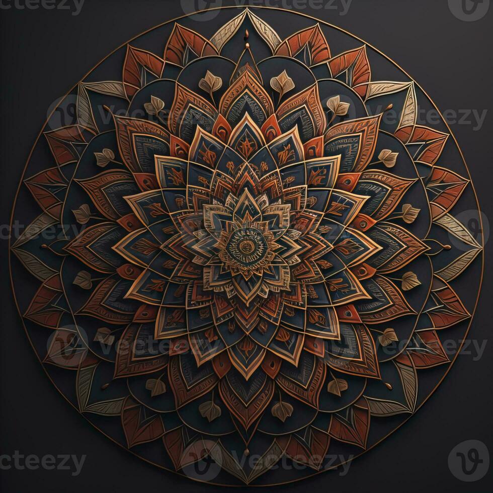 Mandala pattern. Vintage decorative elements. Hand drawn oriental background. ai generative photo