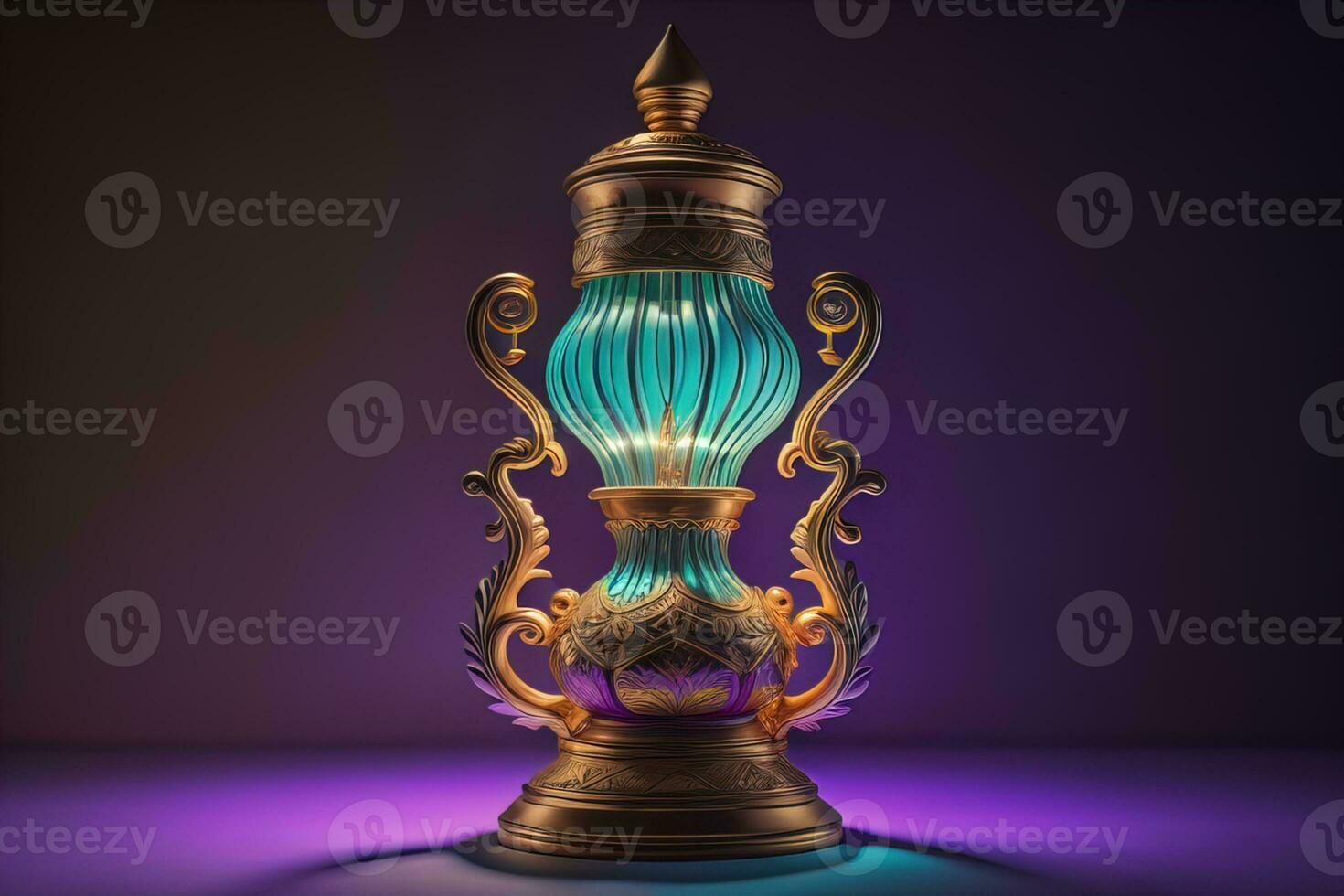 a vintage oriental vase on a solid color background. ai generative photo