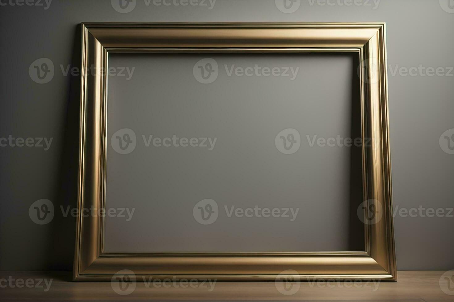 Glass picture frame on a solid color background. ai generative photo