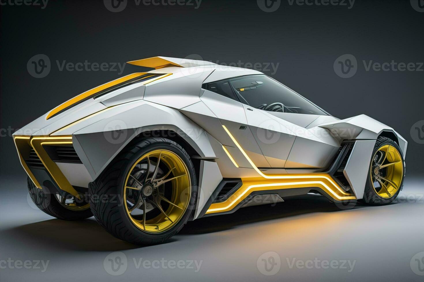 a brand-less generic concept car in studio environment. ai generative photo