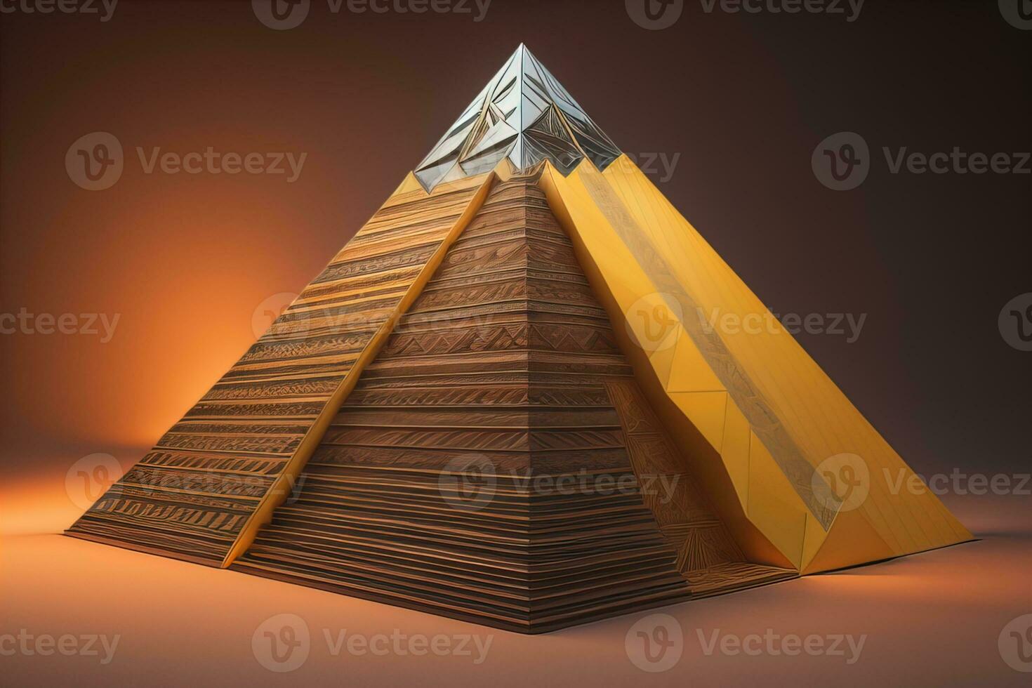 Creative and colorful pyramid on a solid color background. ai generative photo