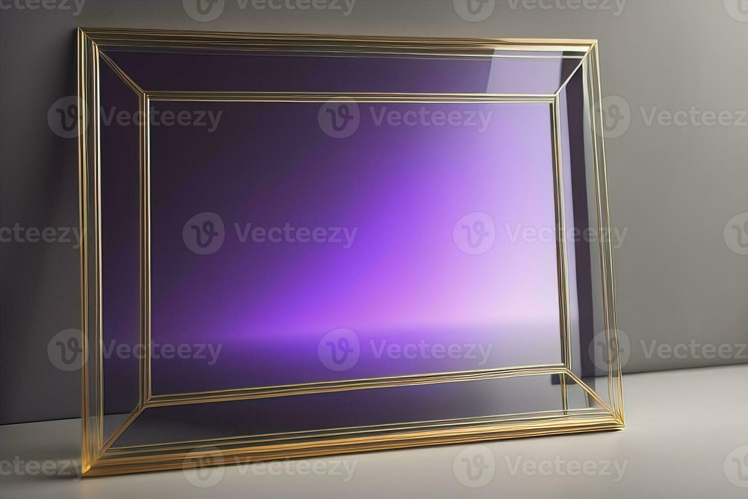 Glass picture frame on a solid color background. ai generative photo