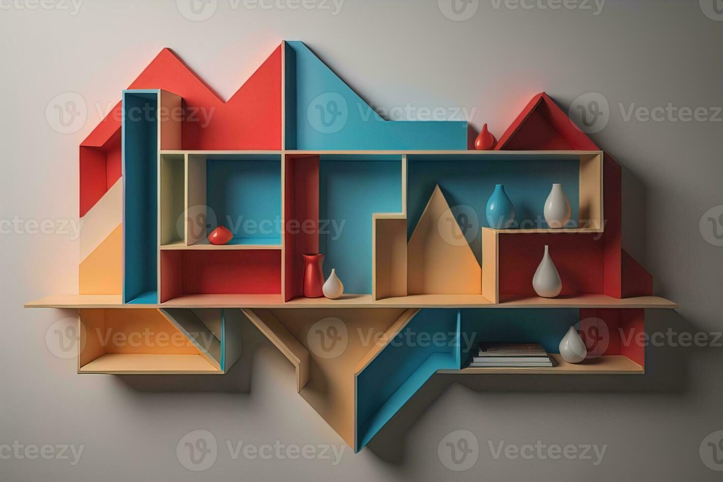 Bookshelf in scandinavian interior. ai generative photo
