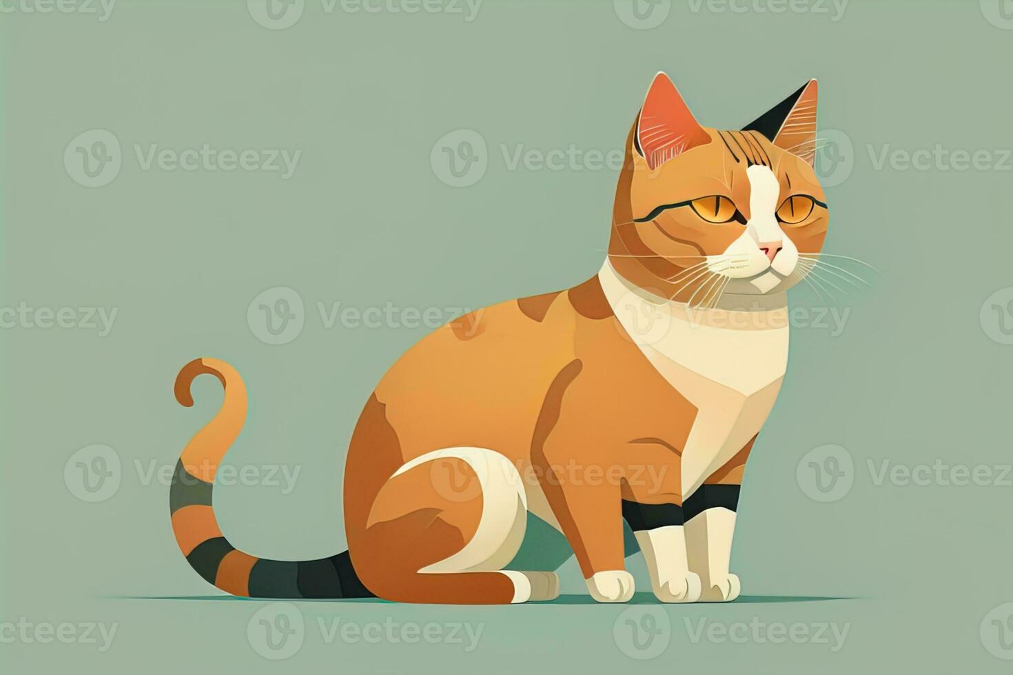 Cute cat sitting on the floor. Vector illustration in retro style. ai generative photo