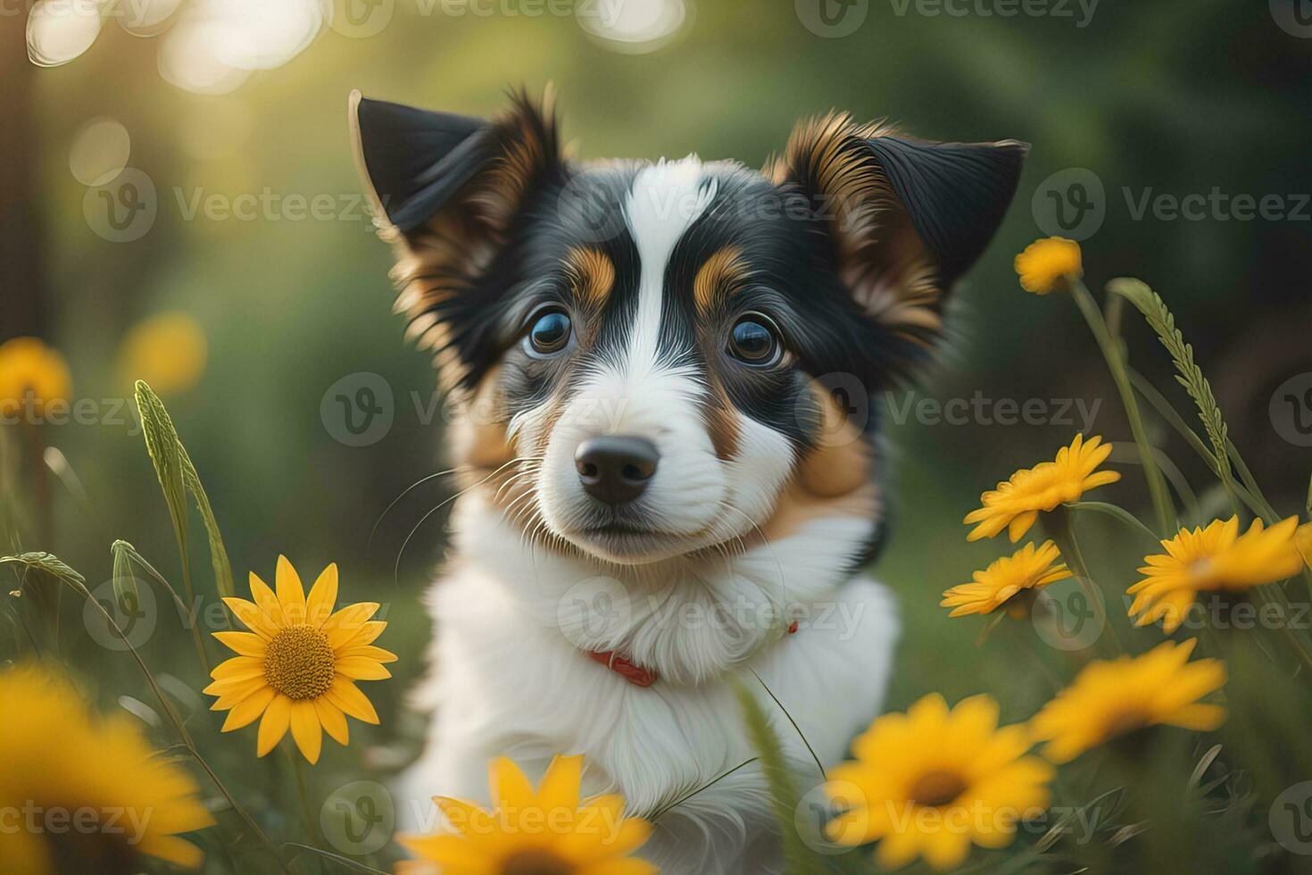 Portrait of a cute dog on a colorful background. Studio shot. ai generative photo