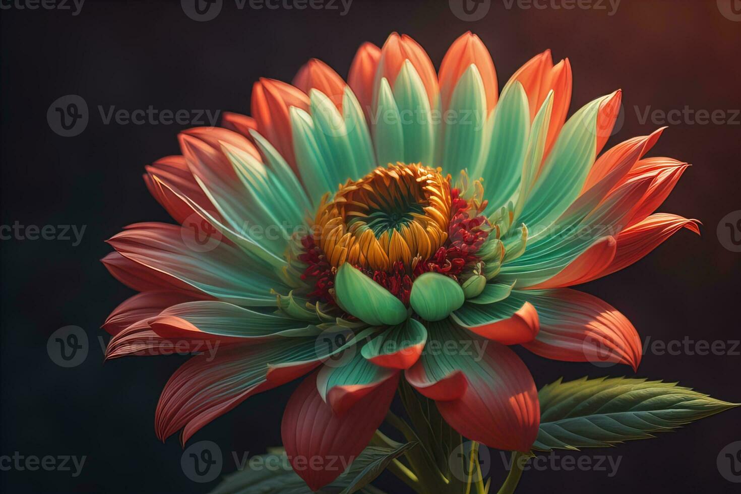 Bouquet of colorful flower on a solid color background, close up. ai generative photo