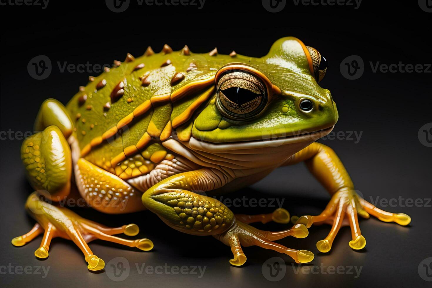 European tree frog, Hyla arborea isolated on solid colour background. ai generative photo