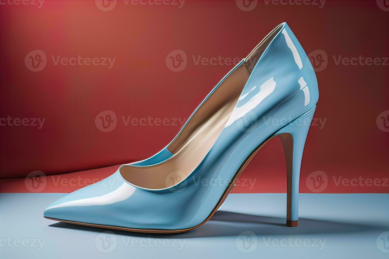 High heel women shoes on a solid colour background. ai generative photo