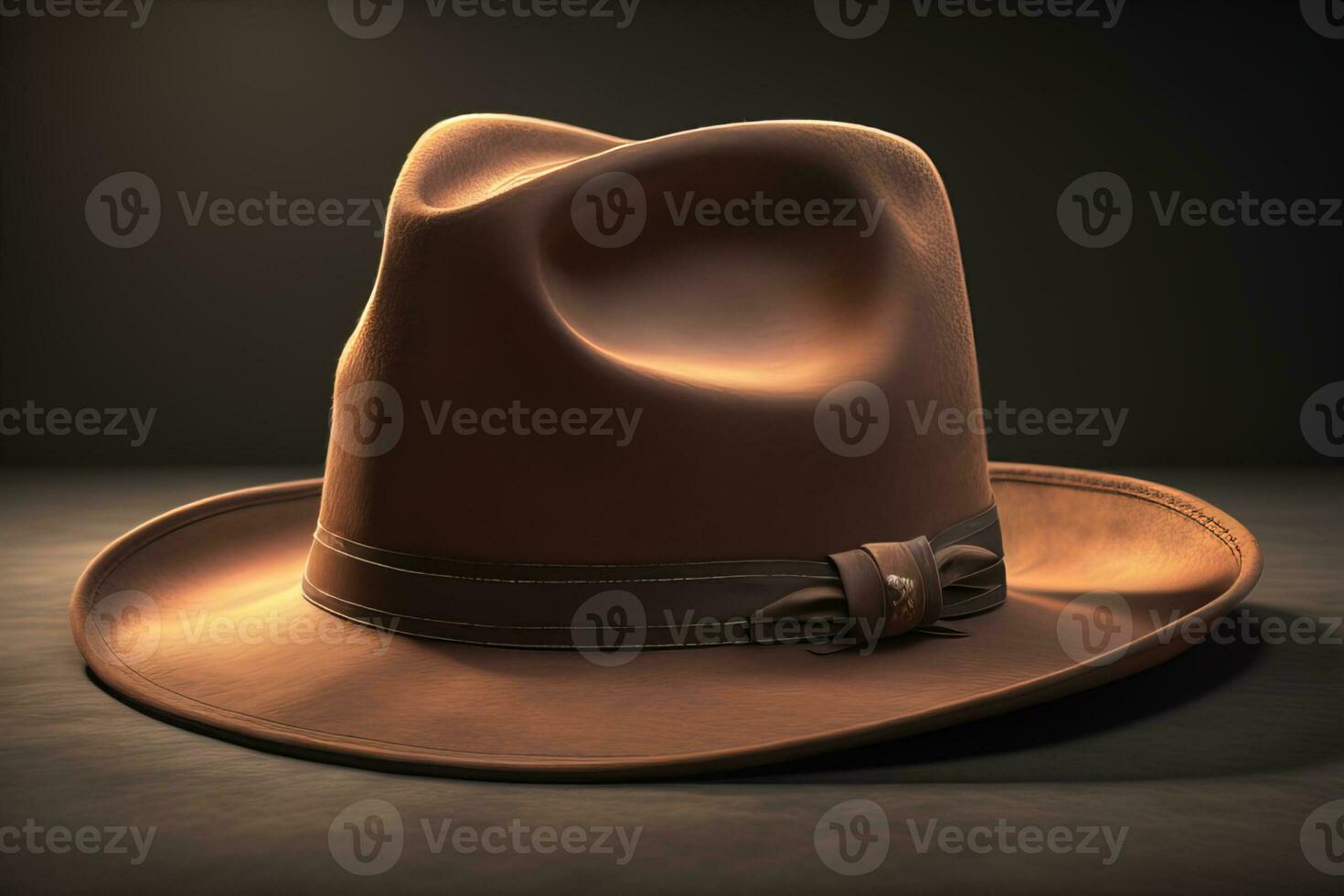 Cowboy hat on a wooden table. ai generative photo