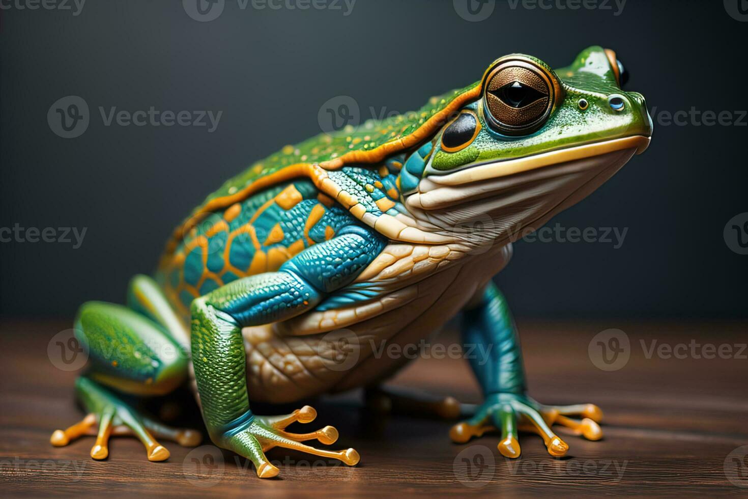 European tree frog, Hyla arborea isolated on solid colour background. ai generative photo