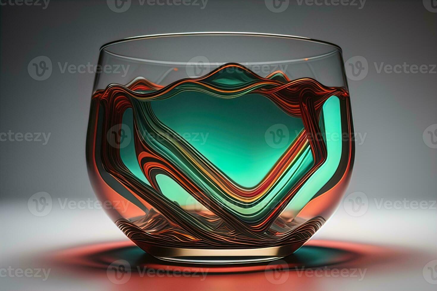 Colorful glass pot on a dark background. ai generative photo