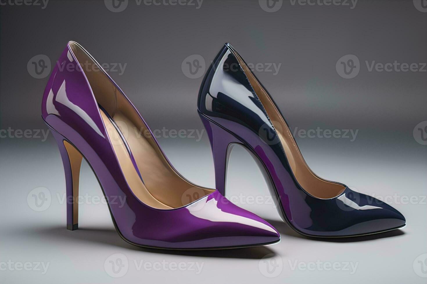 High heel women shoes on a solid colour background. ai generative photo