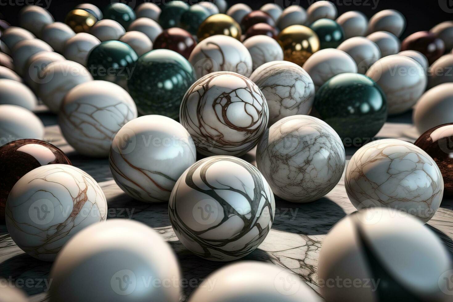 Colorful Variety of marbles as a background, top view, close up. ai generative photo