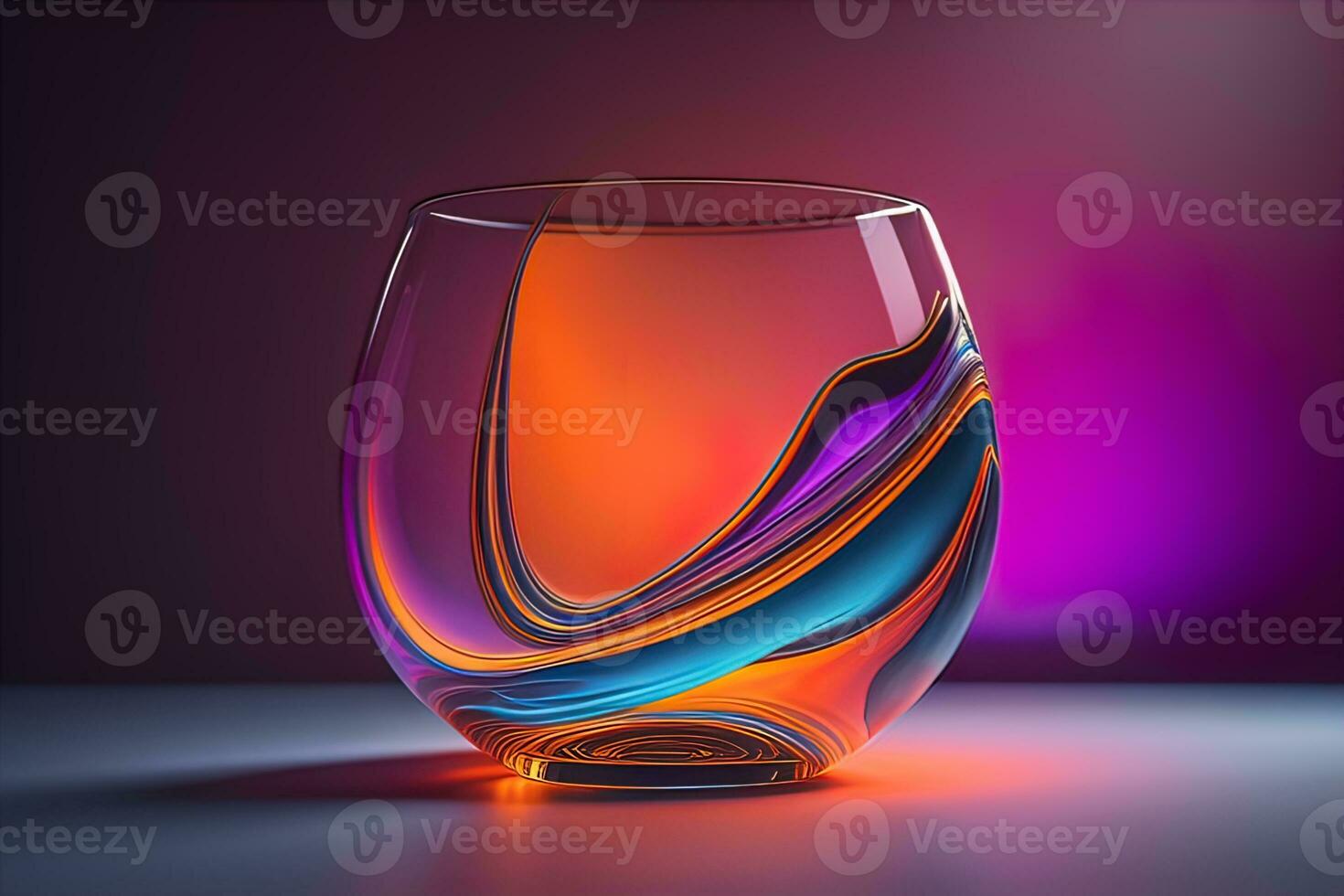 Colorful glass pot on a dark background. ai generative photo