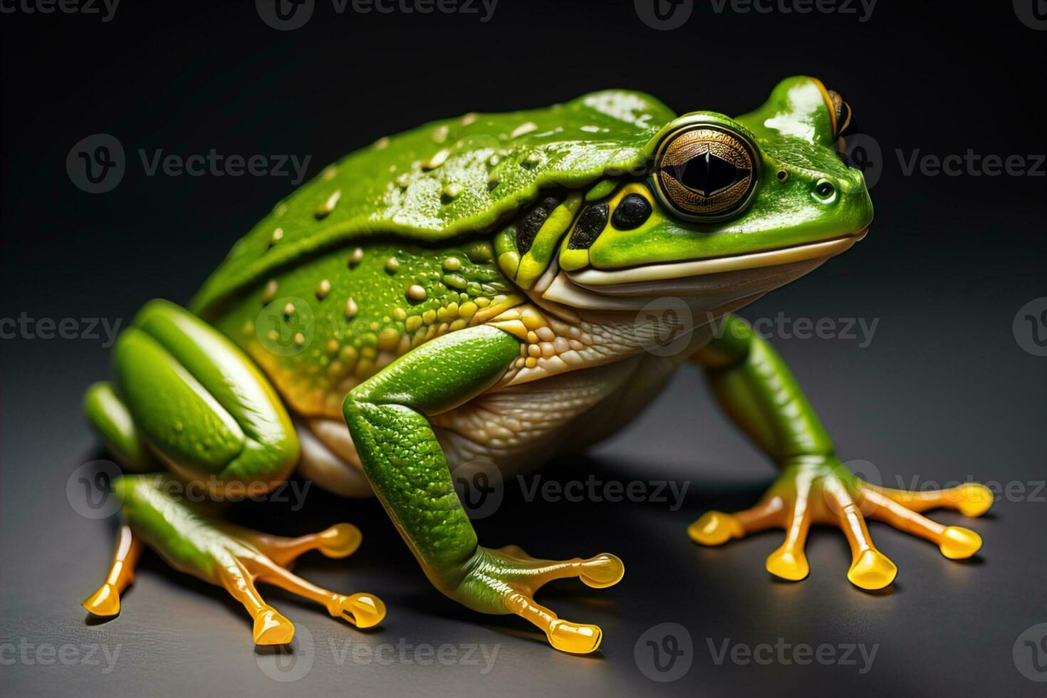 European tree frog, Hyla arborea isolated on solid colour background. ai generative photo