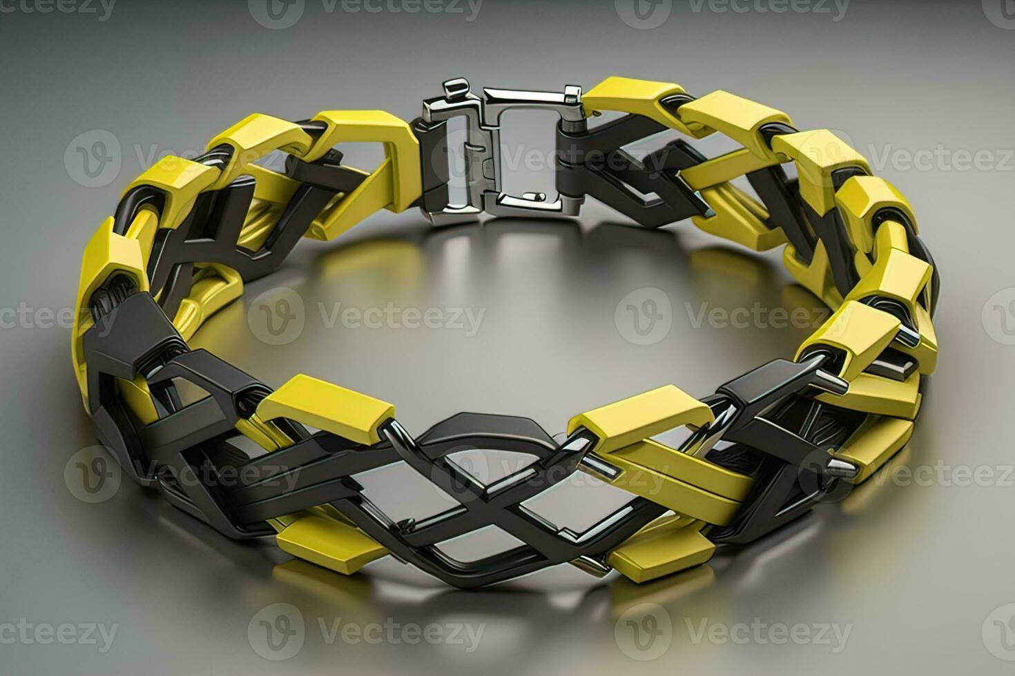 Jewelry Bracelet with precious stones on a gray background. Studio shot. ai generative photo