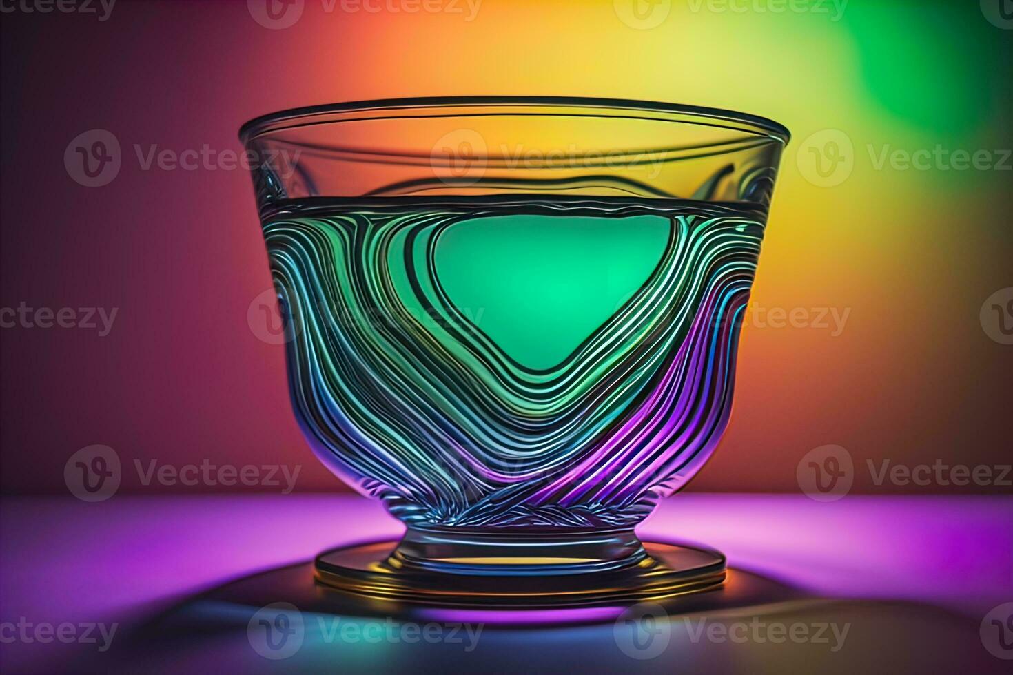 Colorful glass pot on a dark background. ai generative photo