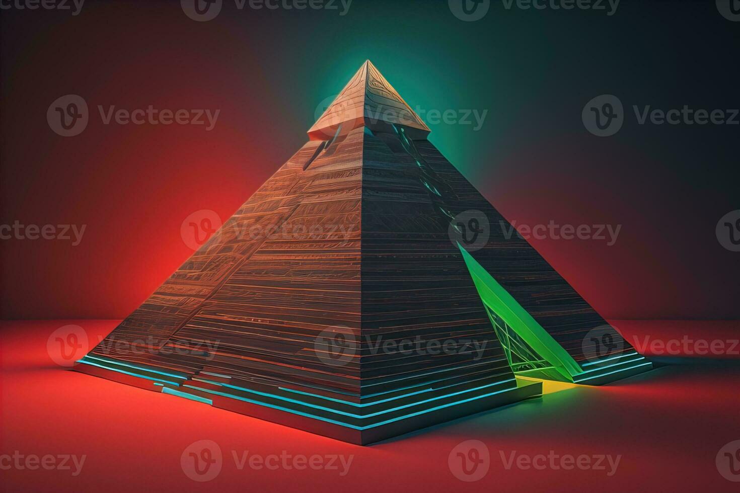 Creative and colorful pyramid on a solid color background. ai generative photo