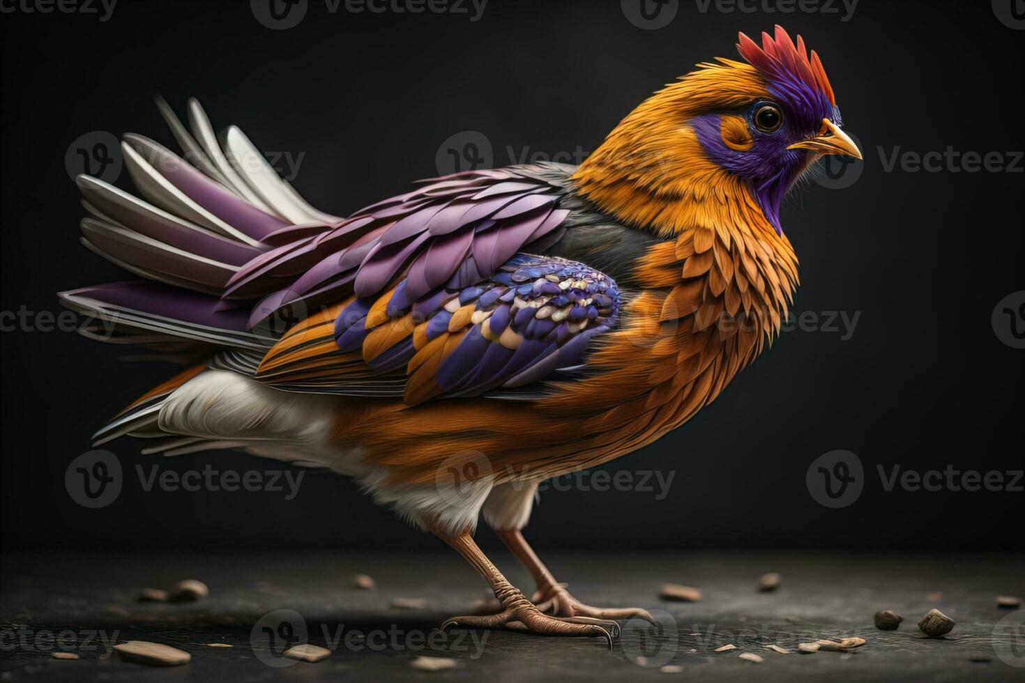 Colorful chicken on a solid color background, studio photo. ai generative photo