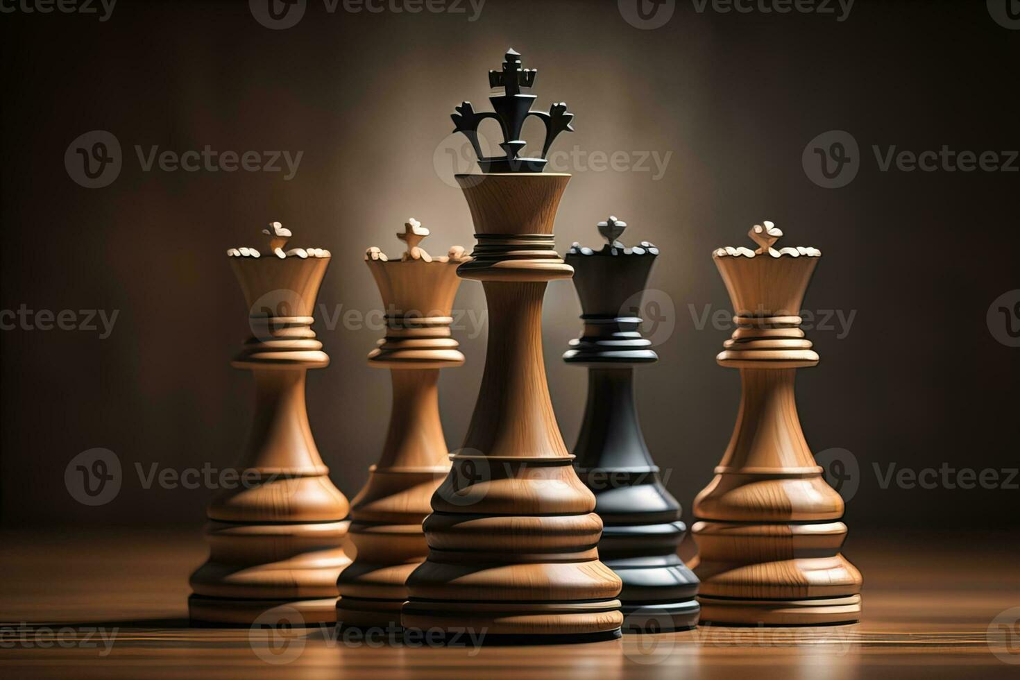 Different chess piece on a solid color background. ai generative photo