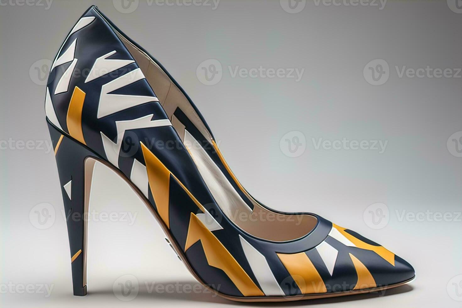 High heel women shoes on a solid colour background. ai generative photo