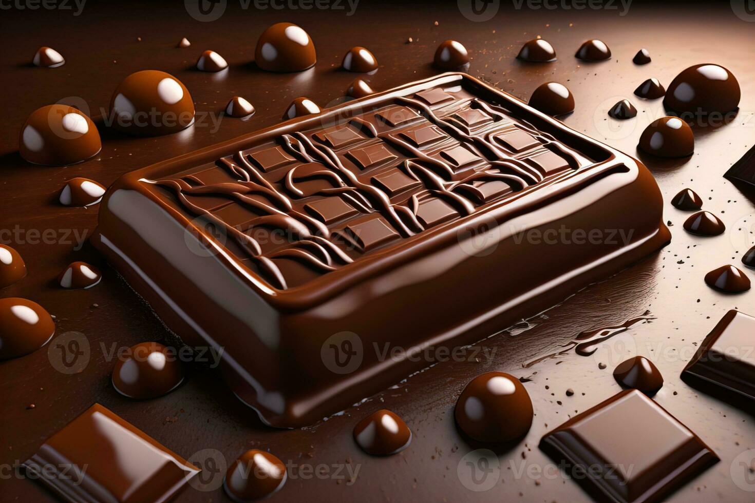 Chocolate truffles on a dark background. ai generative photo
