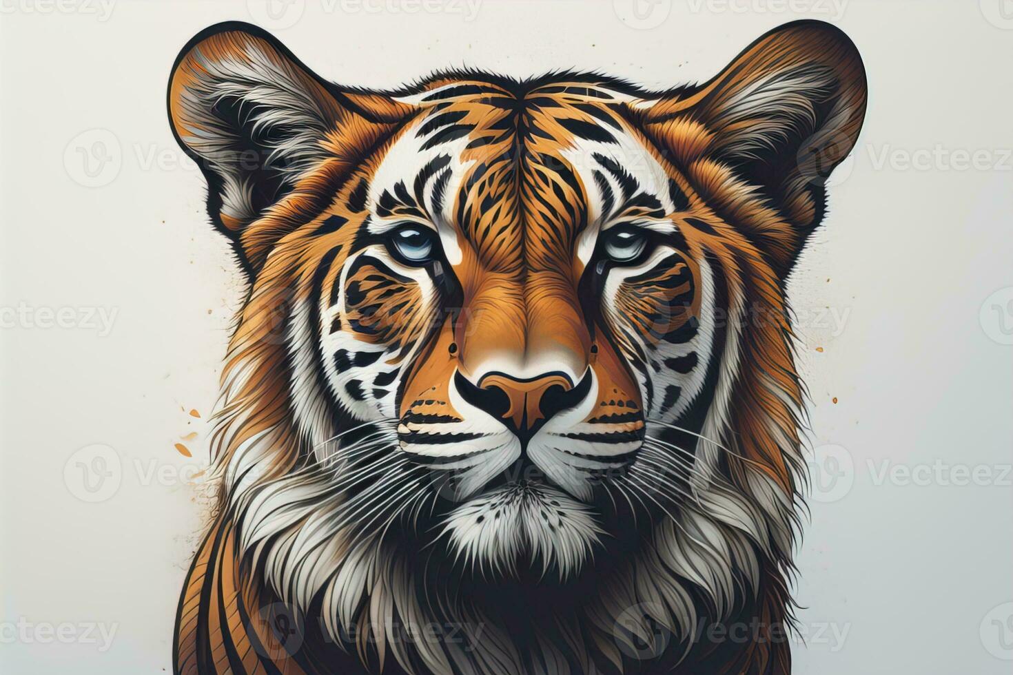 Portrait of a tiger on a solid color background. Close-up. ai generative photo
