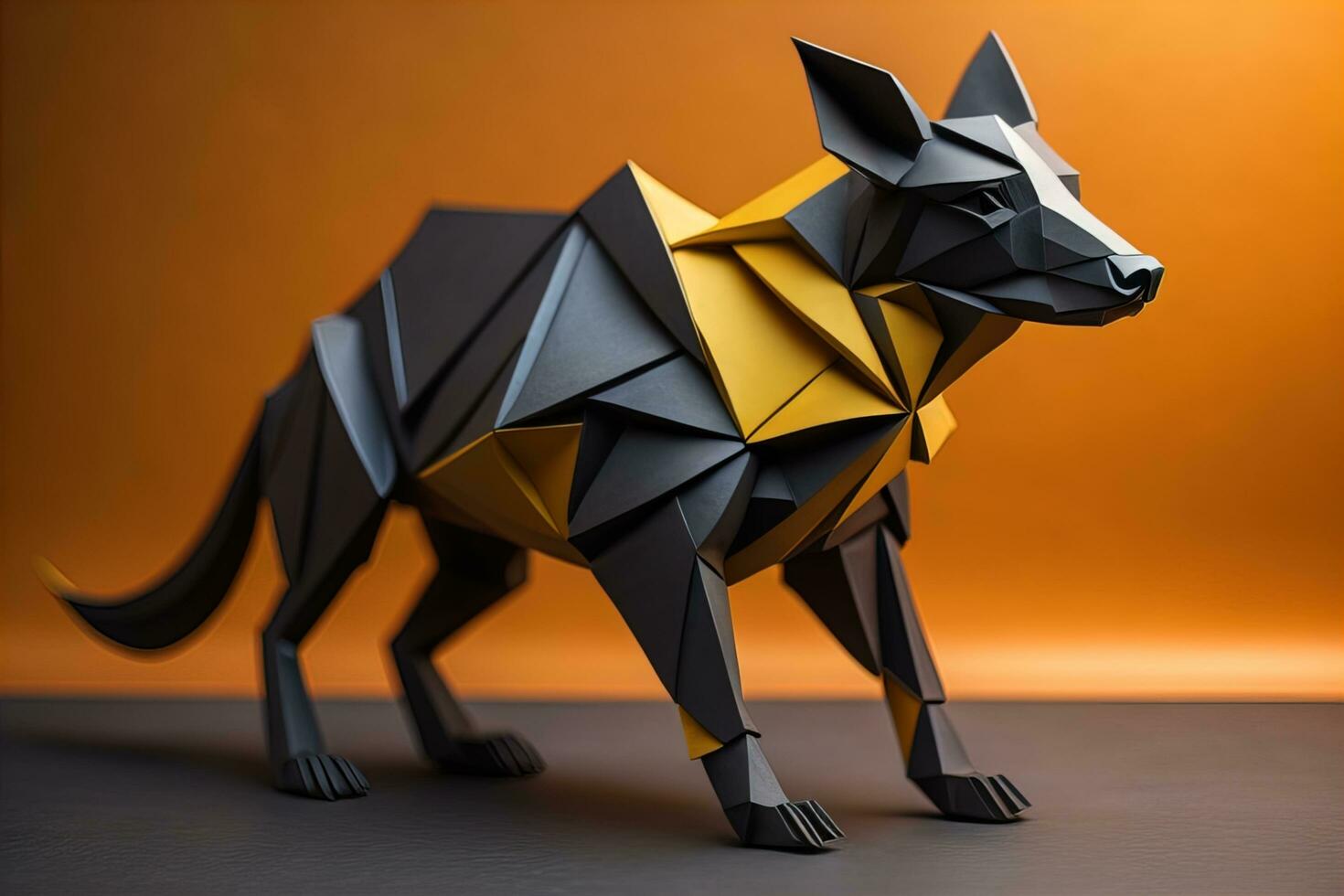 Paper origami animal isolated on solid color background. ai generative photo