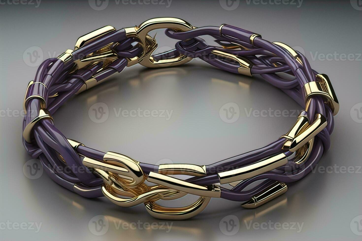 Jewelry Bracelet with precious stones on a gray background. Studio shot. ai generative photo