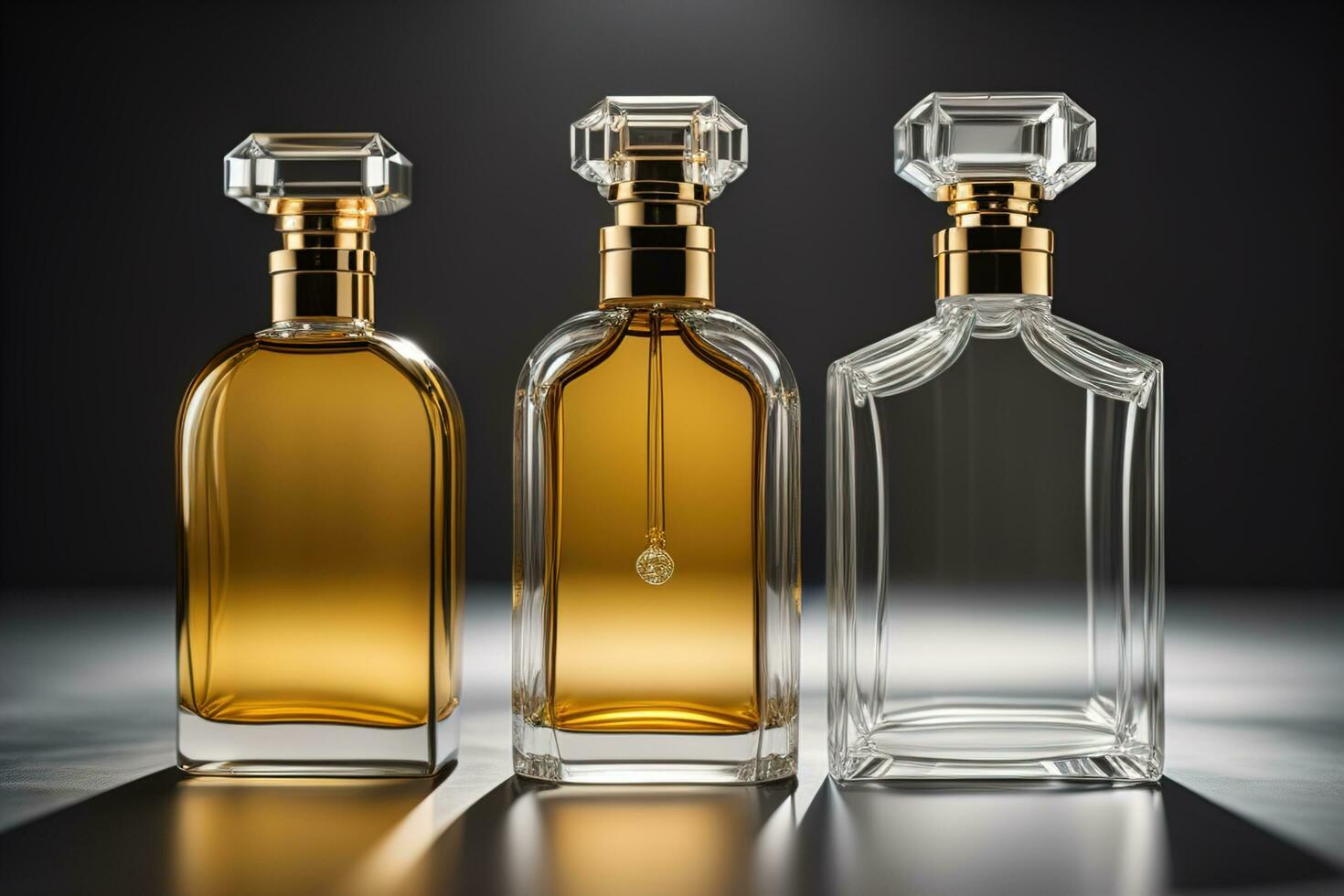 Creative and brandless Perfume bottle and flower on the wooden table, closeup. ai generative photo